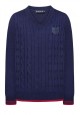 Knitted jumper for boy dark blue