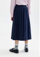 Calflength pleated skirt for girl dark blue