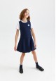 Embroidered sleeveless dress for girl dark blue
