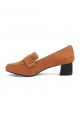 Womens Olivia block heel loafers light brown