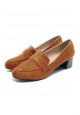 Womens Olivia block heel loafers light brown
