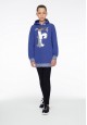 Girls lengthened hoodie bright blue