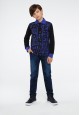 Boys denim texture trousers dark blue