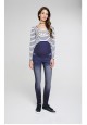 Womens long sleeve jersey top whiteblue