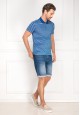 Mens Striped Polo Shirt bright blue