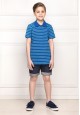 Boys Striped Polo shirt bright blue