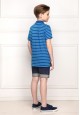 Boys Striped Polo shirt bright blue
