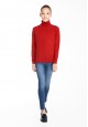 Girls High Collar Knit Jumper red