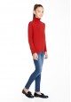 Girls High Collar Knit Jumper red