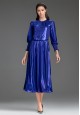Long Metallic Coated Knit Dress blue