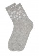 Носки из шерсти в новогодней упаковке Снежинки серые