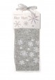 Носки из шерсти в новогодней упаковке Снежинки серые