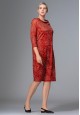 040W4153 трикотажное платье с укороченным рукавом для женщины цвет темнокрасный