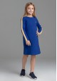 Платье из футера с декором для девочки цвет синий