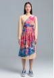 Платье с авторским принтом цвет персиковый