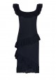 Knit Flounce Dress dark blue