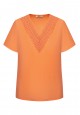 070W2902 трикотажный джемпер с отделкой из кружева с коротким рукавом для женщины цвет персиковый