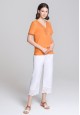 070W2902 трикотажный джемпер с отделкой из кружева с коротким рукавом для женщины цвет персиковый