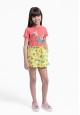 Pantaloni scurți din tricot cu ornament floral pentru fete multicolor