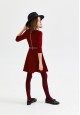 110G4101 трикотажное платье с  укороченным рукавом для девочки цвет темнокрасный