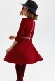 110G4101 трикотажное платье с  укороченным рукавом для девочки цвет темнокрасный