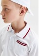ბიჭის მსუბუქი ტრიკოტაჟის ჯემპრი საყელოთი პოლო გრძელი სახელოებით თეთრი