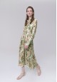 Viscose Dress with Floral Ornament beige