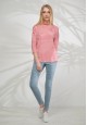 061W2907 jersey ligero de punto con manga corta para mujer color de rosa caliente