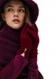 Guantes de lana con adorno color burdeos