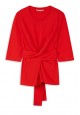 pulover din tricot cu mâneci scurte pentru femei culoare roșie