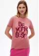 Camiseta con estampado BE YOUR BEST color rosa empolvado
