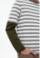 Mens long sleeve striped Tshirt khaki