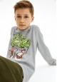 camiseta de punto de manga larga para niño color melange gris claro