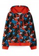 Boys zippered printed hoodie red