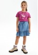 Tricou cu imprimeu pentru fete culoare fuchsia