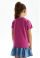 Camiseta con estampado para niña color fucsia