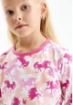 გრძელმკლავიანი ტრიკოტაჟის მაისური პრინტით გოგონებისთვის ვარდისფერი