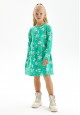 Трикотажное платье с принтом для девочки цвет зеленый