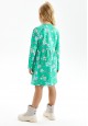 Трикотажное платье с принтом для девочки цвет зеленый
