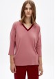 pulover din tricot cu mâneci scurte pentru femei culoare roz prăfuit