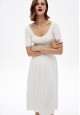 богино ханцуйтай сүлжмэл даавуун эмэгтэй жемпер цамц цагаан өнгөтэй 
