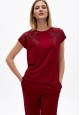 богино ханцуйтай сүлжмэл даавуун эмэгтэй жемпер цамц улаан хүрэн өнгөтэй 