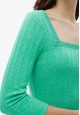богиносгосон ханцуйтай сүлжмэл даавуун эмэгтэй жемпер цамц гааны ногоон өнгөтэй 