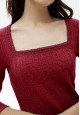 богиносгосон ханцуйтай сүлжмэл даавуун эмэгтэй жемпер цамц улаан хүрэн өнгөтэй