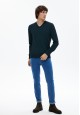 pulover din tricot cu mâneci lungi pentru bărbați culoare albastrăînchis