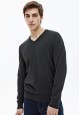 pulover din tricot cu mâneci lungi pentru bărbați culoare griînchis melanj