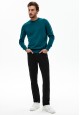 pulover din tricot cu mâneci lungi pentru bărbați culoare turcoazînchis