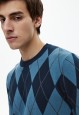 pulover din tricot cu mâneci lungi pentru bărbați culoare albastră  