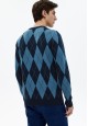 pulover din tricot cu mâneci lungi pentru bărbați culoare albastră  