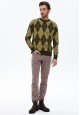 pulover din tricot cu mâneci lungi pentru bărbați culoare kakideschis